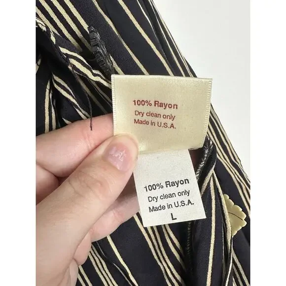 Vintage Romeo Romeo Rayon USA Button Stripe Long Sleeve Maxi Dress Size Large - Picture 6 of 7